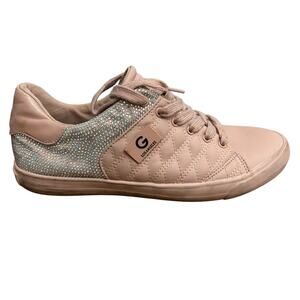 G by Guess Pink Blush Quilted Leather Lace Up Sneakers Womens Shoes Size 11 M